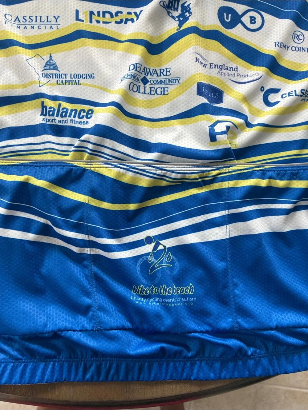 Bike to the Beach Cycling Jersey - White, Blue & Yellow